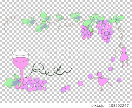 おしゃれな赤ワインのイラスト 108302247