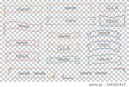 時尚的線條畫標題絲帶沉悶的三色秋天 108302437