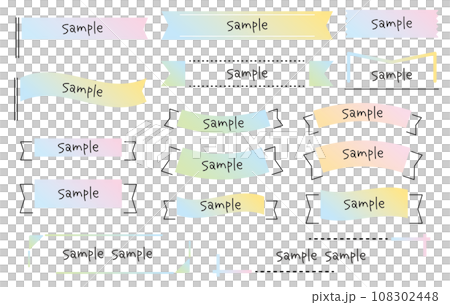 Stylish line drawing title ribbon pastel gradation 108302448