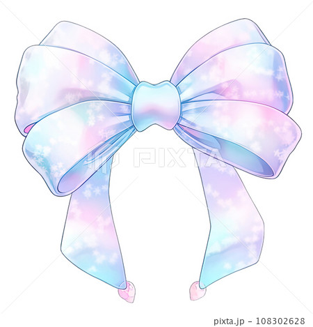 Pastel bow and fluffy, cute ribbon, kawaii style accessory  108302628