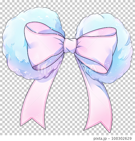 Pastel bow and fluffy, cute ribbon, kawaii style accessory  108302629