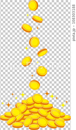 Illustration of coins falling from above and piling up 108303188