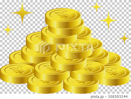 積みあげた¥マークのついた円コイン塊イラスト 積みあげた¥マークのついた円コイン塊イラスト 108303244