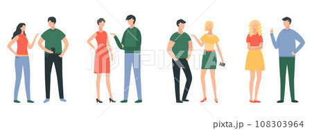 People talking. Vector illustration. Effective interaction through speaking promotes understanding and empathy among people In world filled with messages, it is important to listen and understand 108303964