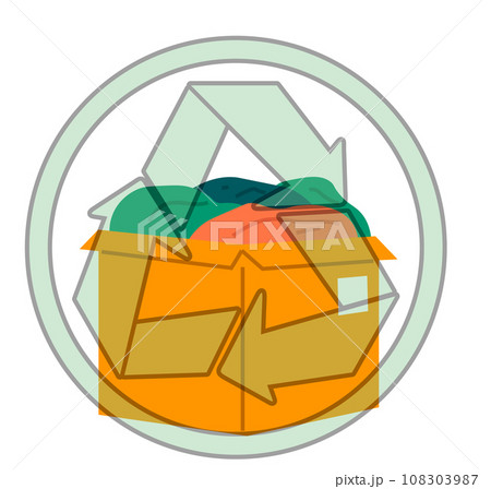 Recycling clothes. Vector illustration. Recycle your old clothes to minimize environmental impact Many fabrics are recyclable and be transformed into new garments Reusing clothes helps reduce textile Recycling clothes. Vector illustration. Recycle your old clothes to minimize environmental impact Many fabrics are recyclable and be transformed into new garments Reusing clothes helps reduce textile 108303987