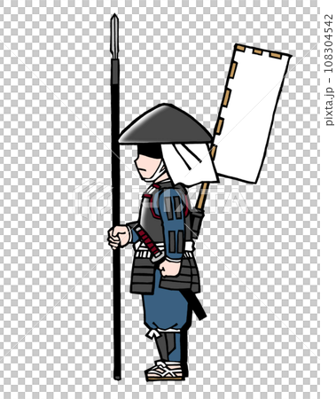 Ashigaru (Yari, horizontal right flag) 108304542