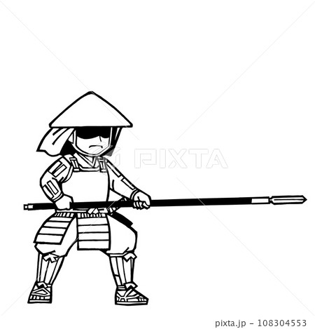 足軽(ヤリかまえ・左1・モノクロ 足軽(ヤリかまえ・左1・モノクロ 108304553