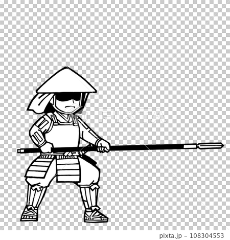 足軽(ヤリかまえ・左1・モノクロ 足軽(ヤリかまえ・左1・モノクロ 108304553