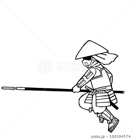足軽（ヤリ突撃・右2・モノクロ 108304574