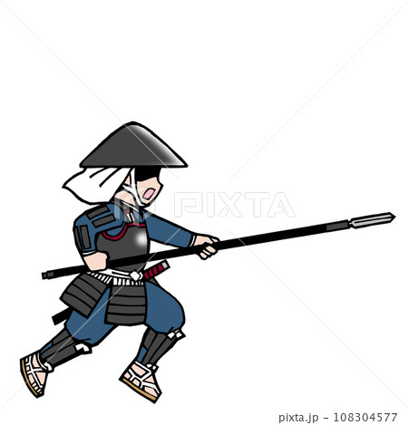 足軽（ヤリ突撃・左1のイラスト素材 [108304577] - PIXTA