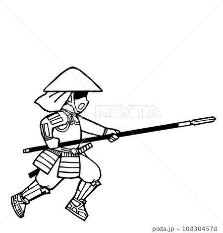 足軽（ヤリ突撃・左1・モノクロ 108304578