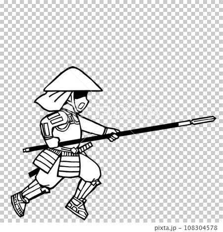 足軽（ヤリ突撃・左1・モノクロ 108304578