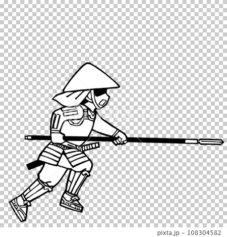 Ashigaru (spear attack, left 2, monochrome) Ashigaru (spear attack, left 2, monochrome) 108304582