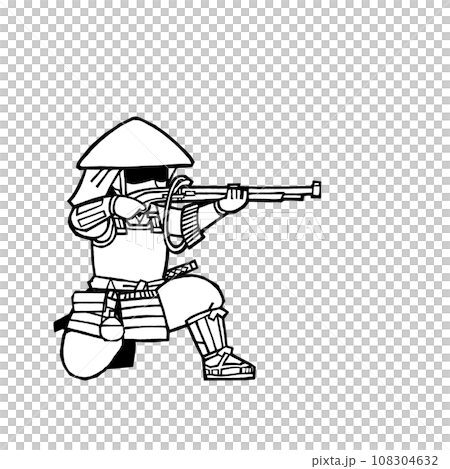 足軽(鉄砲・左座・モノクロ 足軽(鉄砲・左座・モノクロ 108304632