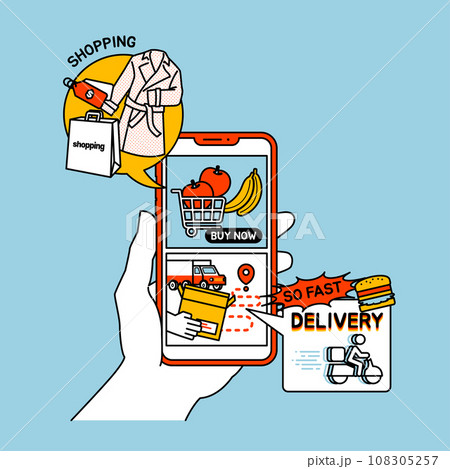 Convenient shopping and delivery via mobile Convenient shopping and delivery via mobile 108305257
