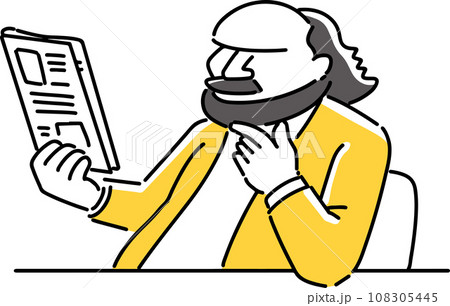 雑誌を読む髭のおじさん 108305445