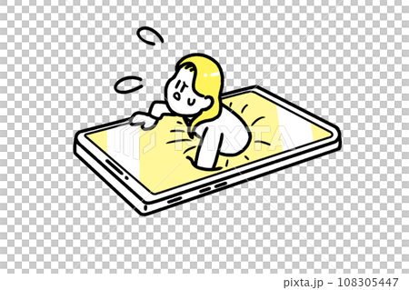 Young woman dependent on smartphone Young woman dependent on smartphone 108305447