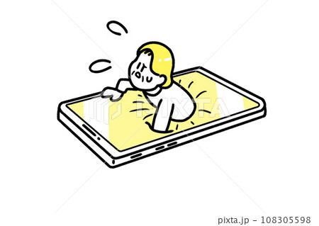 スマホに依存する高齢者の女性 108305598