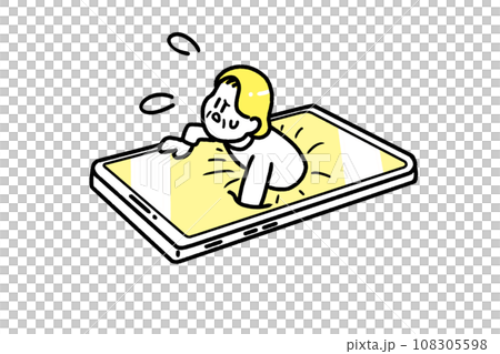 スマホに依存する高齢者の女性 108305598