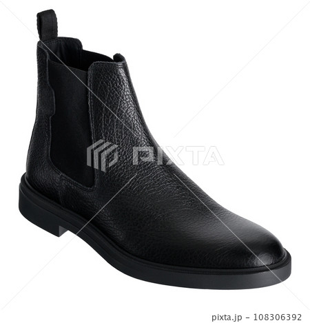Stylish Men's Leather Black Chelsea Boots Isolated on White Background. 108306392
