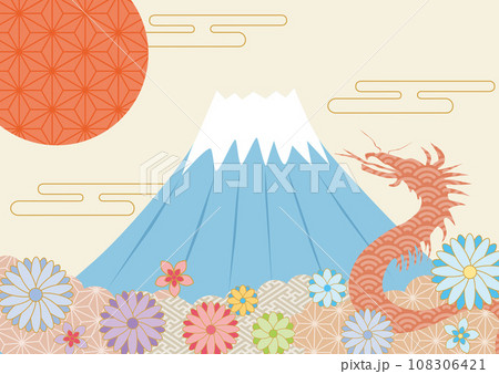 富士山と和柄背景1848 富士山と和柄背景1848 108306421