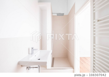 modern, small bathroom with shower, newly renovated modern, small bathroom with shower, newly renovated 108307042