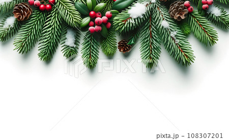 白背景に赤いクリスマスツリー 白背景に赤いクリスマスツリー 108307201