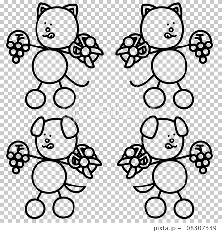 狗和貓採摘葡萄的線條畫集 — 狗和貓 狗和貓採摘葡萄的線條畫集 — 狗和貓 108307339