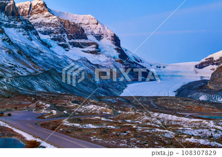 View of Athabasca Glacier at Columbia Icefield Parkway in Jasper National Park ,Canada View of Athabasca Glacier at Columbia Icefield Parkway in Jasper National Park ,Canada 108307829