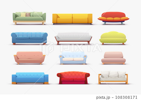 a different colorful couches in big set 108308171