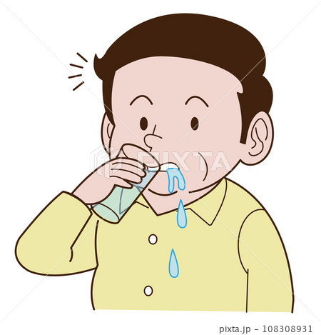 水を飲むと片方から零れる 108308931