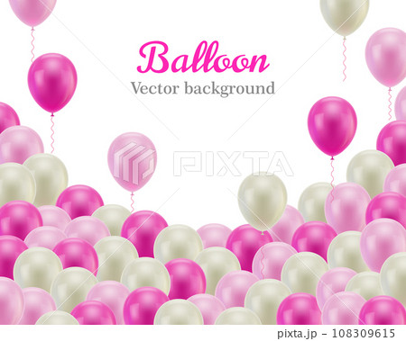 Pink white balls down frame white background 108309615