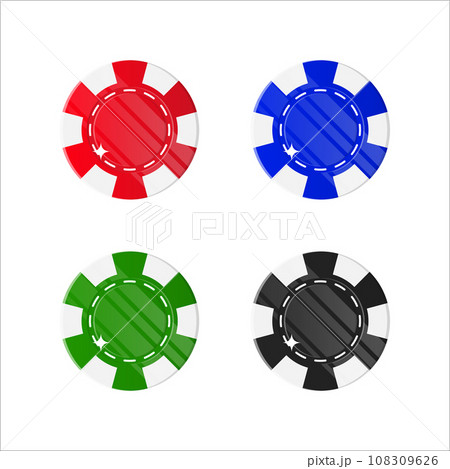 Chips casino cartoon style isolated set Chips casino cartoon style isolated set 108309626