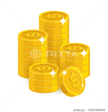 Stack gold dollars isolated cartoon Stack gold dollars isolated cartoon 108309640