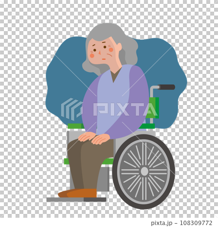 Lethargic elderly woman sitting in a wheelchair 108309772