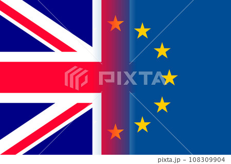 United Kingdom national flag with a star circle of EU United Kingdom national flag with a star circle of EU 108309904