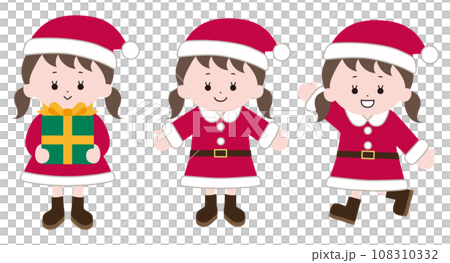Illustration of a child wearing Santa clothes 108310332