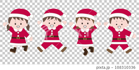 Illustration of a cheerful child wearing Santa clothes Illustration of a cheerful child wearing Santa clothes 108310336