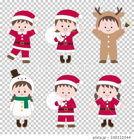 Illustration of a child wearing a Christmas costume 108310344