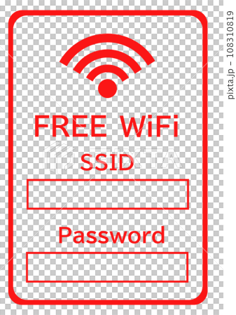 Free　WiFi  　SSIDとPassword　テキストスペース 108310819