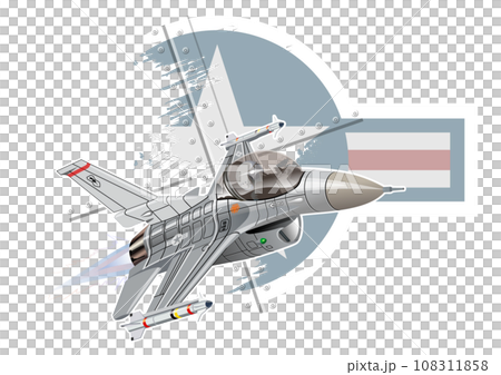 Cartoon Military Jet Fighter Plane 108311858
