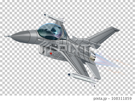 Cartoon Military Jet Fighter Plane Isolated 108311859