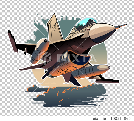 Cartoon Military Jet Fighter Plane 108311860