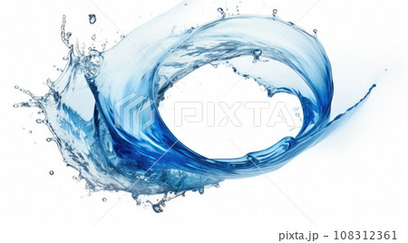 Water splash in circle shape isolated on white background 108312361