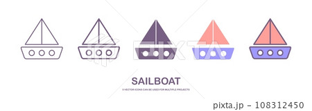 boat vector ship icon logo pirate sailboat yacht cartoon anchor symbol nautical maritime illustration graphic doodle. vector illustration 108312450