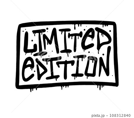 Limited edition urban graffiti print. Black printing in a square in the grunge style Limited edition urban graffiti print. Black printing in a square in the grunge style 108312840