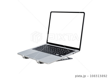 Laptop computer with blank transparent screen and background- PNG format.. Laptop computer with blank transparent screen and background- PNG format.. 108313892