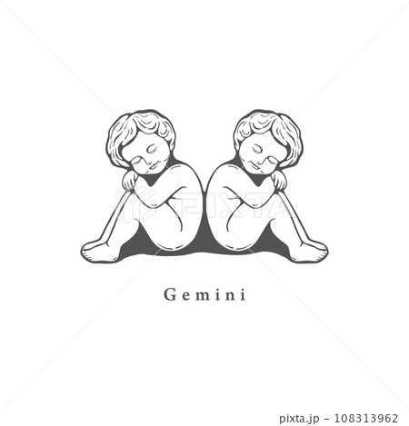 Gemini zodiac symbol in engraving style Gemini zodiac symbol in engraving style 108313962