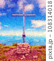 Iron cross at Canfedin mountain top in alp, Andalo and Molveno region. Cross on top of a mountain 108314018