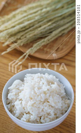 白い御飯と稲穂 白い御飯と稲穂 108314101